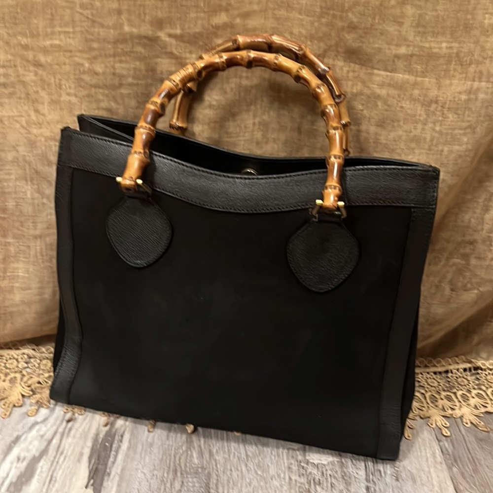 SOLD-SOLD.  Vintage Pre loved Gucci Suede with leather  ( bamboo) - Picture 3 of 17